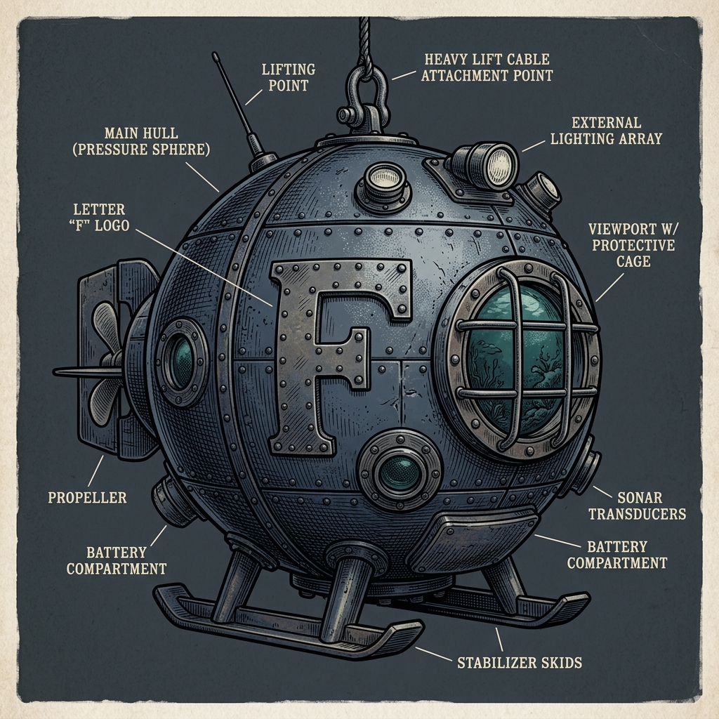 Vintage deep-sea bathysphere research submersible used in oceanographic discovery